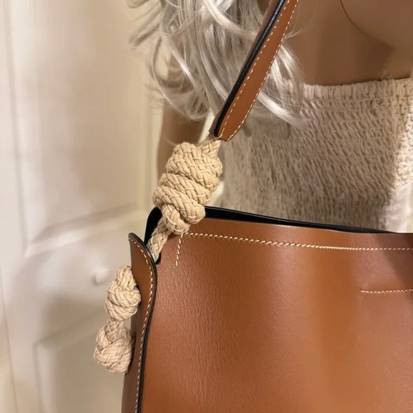 PRADA Leather Brown Shoulder Handbag with Braided Strap - Picture 4 of 16